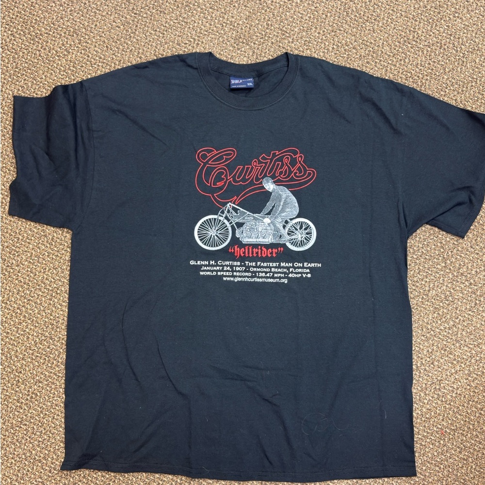 Glenn H‎ Curtiss - " fastest man on earth " Black Graphic T-Shirt XXL